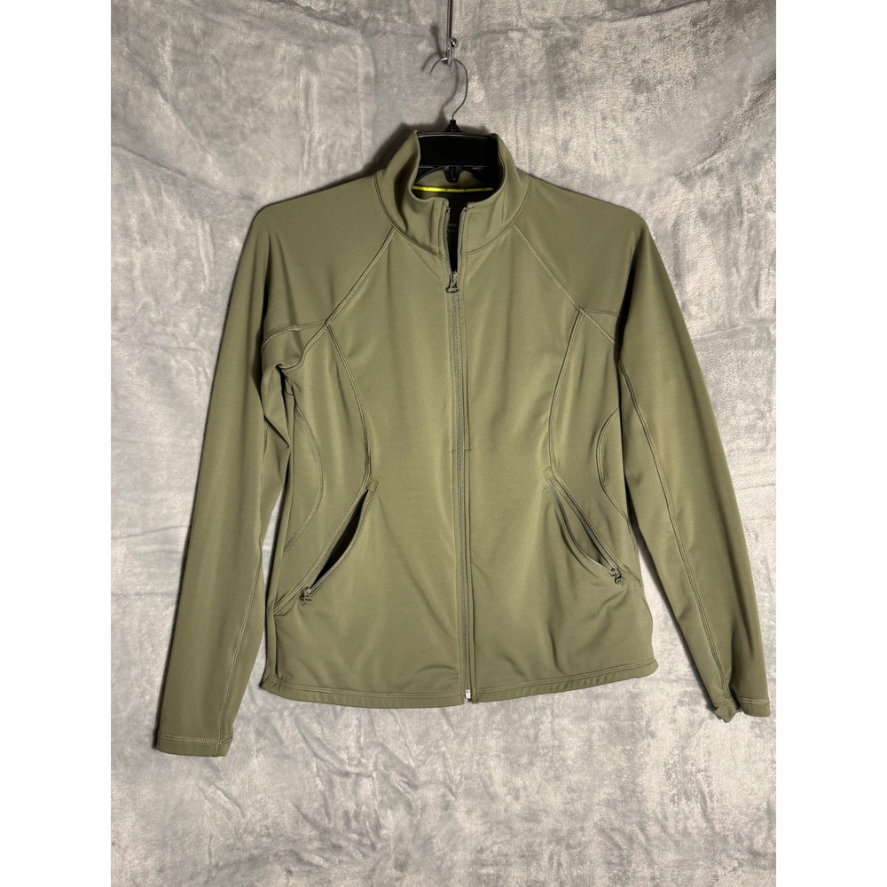 T by Talbots Womensâ Olive Green Full Zip Active Jacket Thumbholes Small